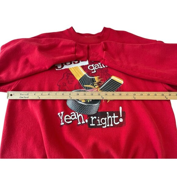 Vtg NHL Chicago Blackhawks Men XL Sweatshirt Its Just A Game Hockey Puck Graphic - Picture 10 of 12